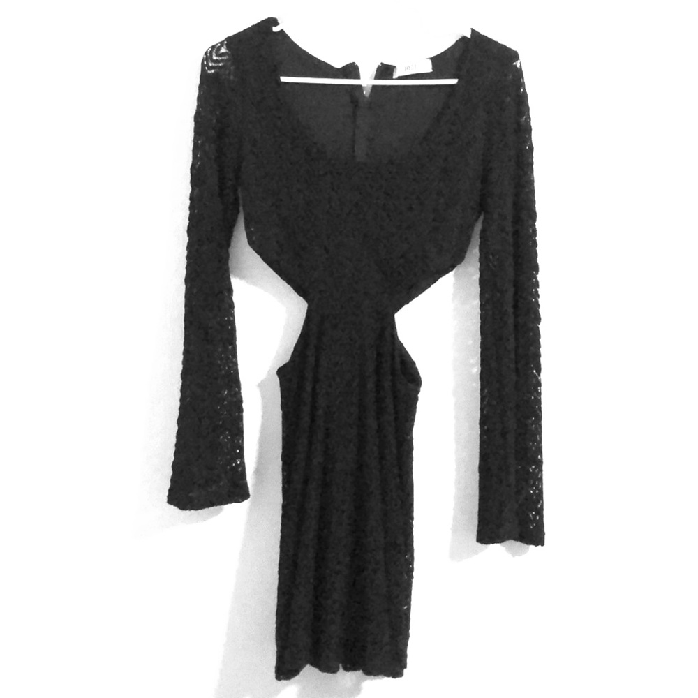 Black Lace Cutout Long Sleeve Dress Size XS